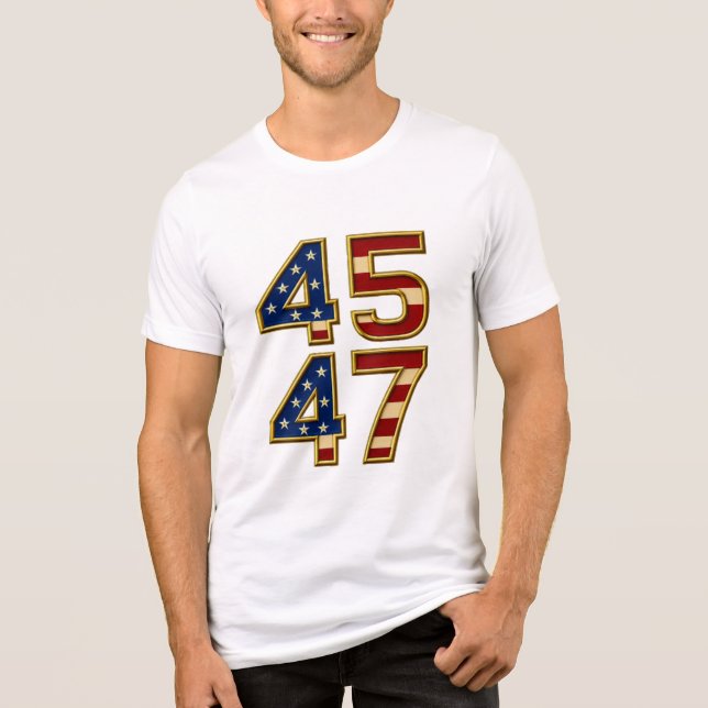 En Tri-matière Golden Patriot Power - 45 & 47 Bold USA T-Shirt (Recto)