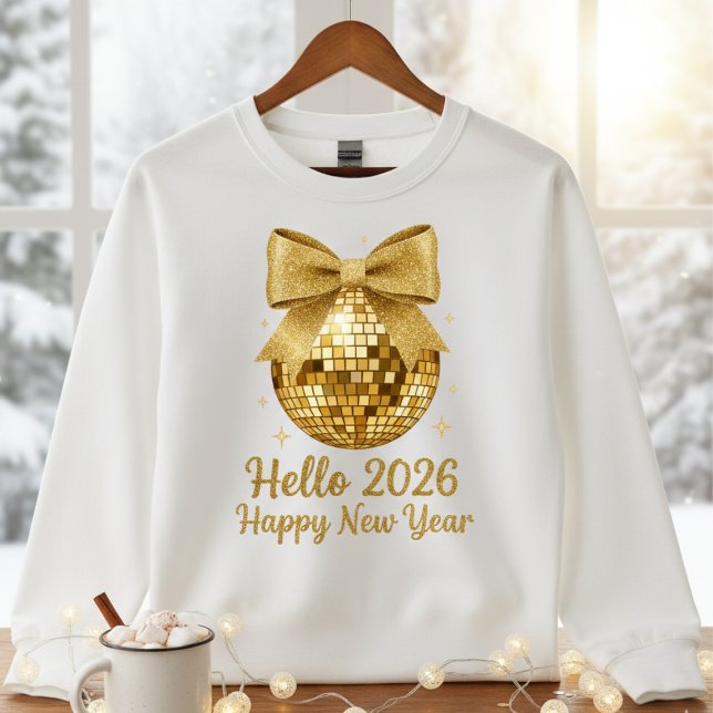En Tri-matière  ✨ Hello 2026 Happy New Year Disco Ball T-Shirt (Créateur téléchargé)