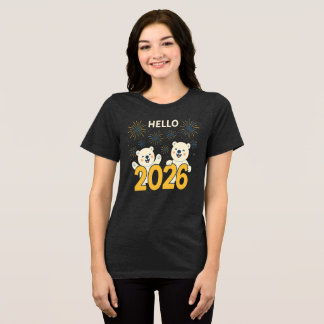 En Tri-matière Hello 2026 Polar Bears Women’s New Year T-Shirt