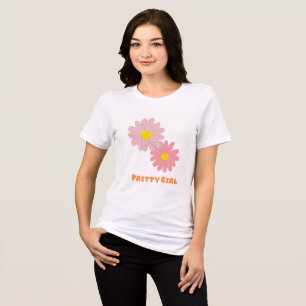 En Tri-matière Joli T-Shirt Floral Fille Mignon Rose Daisy Esthét