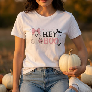 En Tri-matière Joli T-Shirt Halloween Fantôme Rose Hey Boo Coqu