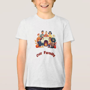 En Tri-matière Joli T-Shirt Illustré 'Notre Famille' pour Enfants