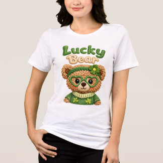 En Tri-matière Joli T-Shirt Ours Chanceux pour Femmes 🍀