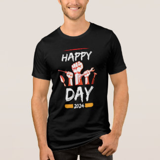 En Tri-matière Joyeux jour de travail T-shirt design