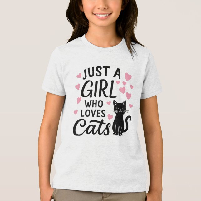 En Tri-matière Juste Une Fille Qui Aime Les Chats T-shirt Enfants (Recto)