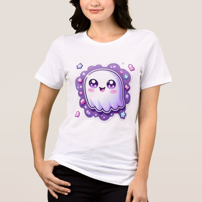 En Tri-matière Kawaii Ghost T-Shirt mignon Pastel Halloween Spiri (Recto)
