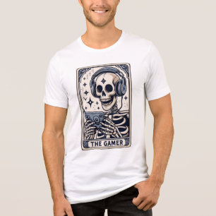 En Tri-matière Le T-Shirt avec la carte de tarot du squelette de