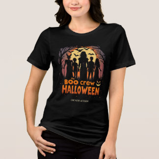 En Tri-matière Le T-shirt de l'équipage Boo Halloween