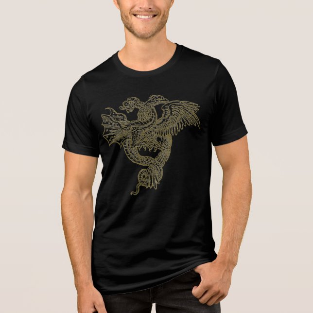 En Tri-matière Le T-shirt Dragon foncé (Recto)