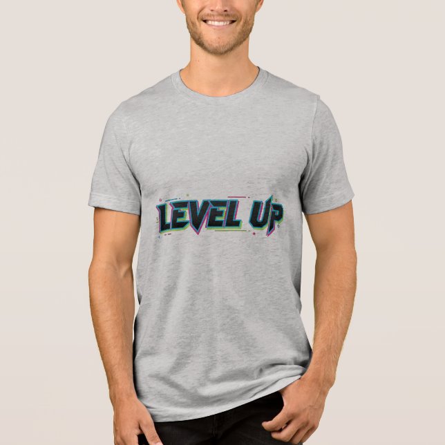 En Tri-matière LEVEL UP – Neon Urban Streetwear Typo T-Shirt (Recto)