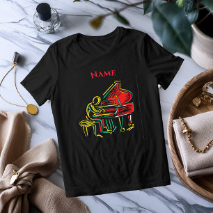 En Tri-matière Ligne artistique néon sur piano   T-shirt musical 