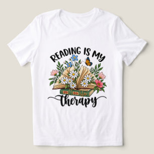En Tri-matière Lire est mon thérapie Fleur Livre T-shirt
