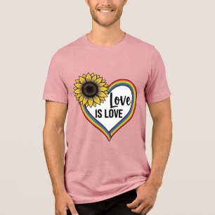 En Tri-matière Love Is Love Tournesol Cœur Vintage Vector T-Shirt