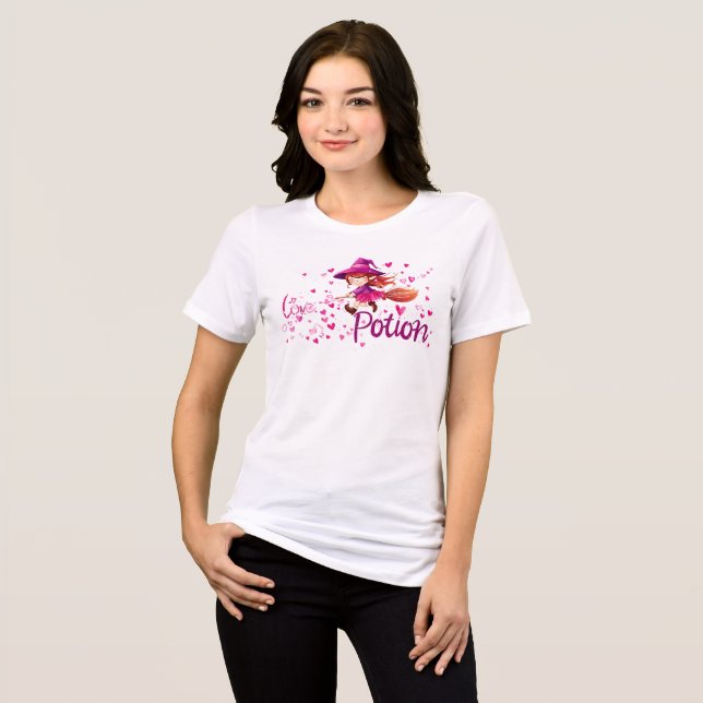 En Tri-matière Love Potion Witch T-Shirt | Cute Pink Halloween Te (Recto plein)