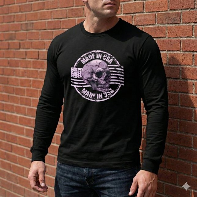 En Tri-matière Made in USA Distressed Purple Skull Men's T-Shirt (Créateur téléchargé)