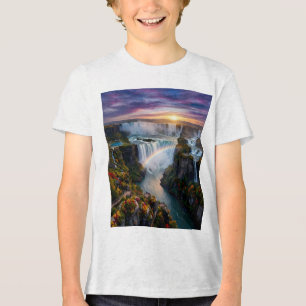 En Tri-matière Magnifique T-Shirt Enfant Artistique Cascade et Ar