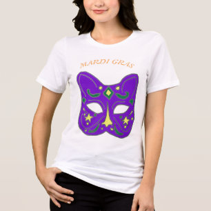 En Tri-matière Masque de chat vénitien mauve T-Shirt Mardi Gras