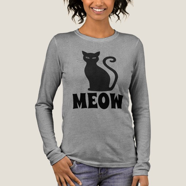  EN TRI-MATIÈRE MEOW CUTE BLACK CAT T-SHIRT (Recto)