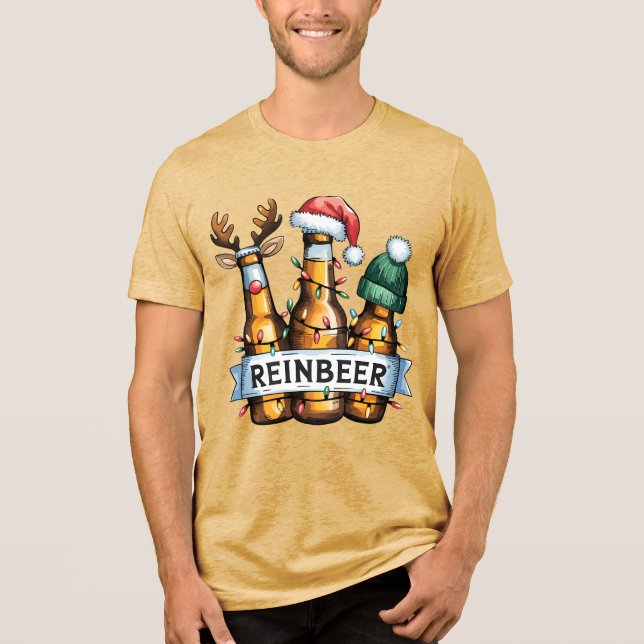 En Tri-matière Merry Christmas Funny Reinbeer T-Shirt for Men (Recto)