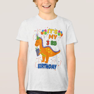 En Tri-matière Mignon 3ème anniversaire Dinosaur Party T-shirt po