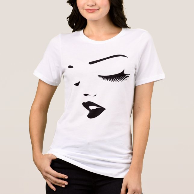 En Tri-matière Minimal Face Line Art Women’s T-Shirt (Recto)