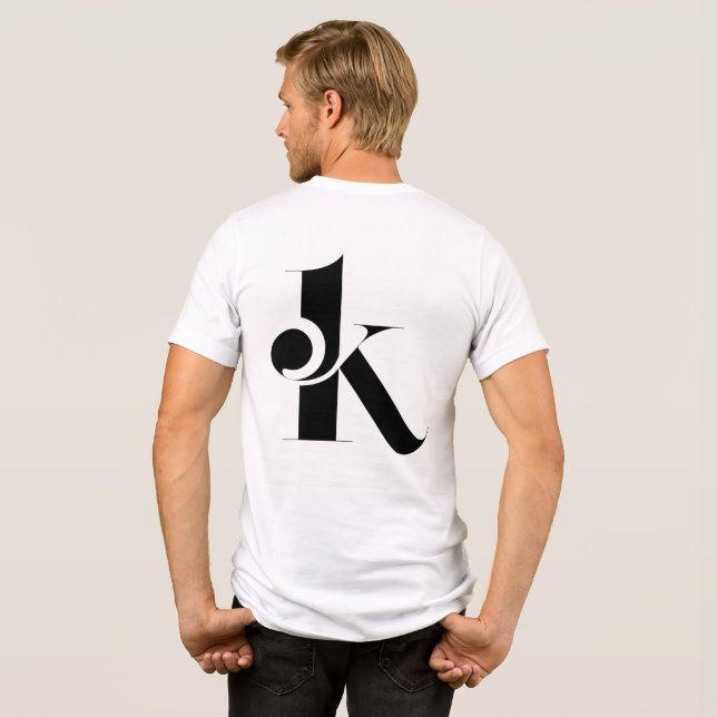 En Tri-matière Minimal Letter K Modern T-Shirt | Stylish Black Lo (Verso intégral)