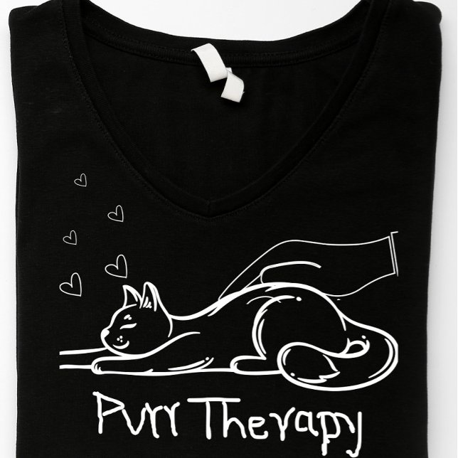 En Tri-matière Minimalist Purr Therapy Cat Lover Doodle T-Shirt (Créateur téléchargé)