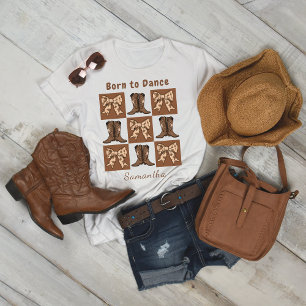 En Tri-matière Né à la danse Bloc style Boots Bows T-shirt