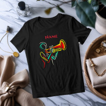 Neon Trumpet Line Art | T-shirt musicale vibrant