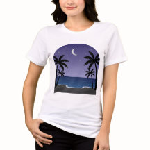 Night Beach – Moon over Waves T-Shirt