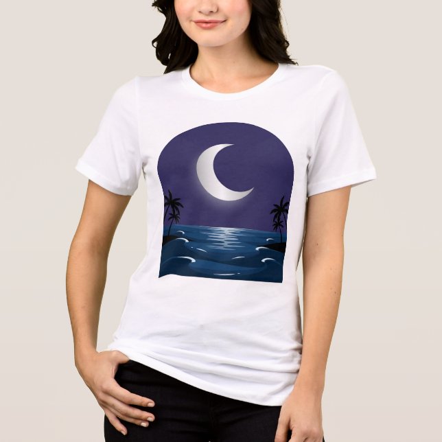 En Tri-matière Night Beach – Moonlit Silhouette T-Shirt (Recto)