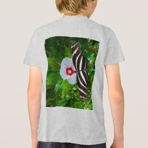 En Tri-matière Papillon zébrée sur un T-shirt rouge Hibiscus
