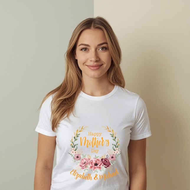 En Tri-matière Personalized Happy Mother’s Day Floral T-Shirt  (Créateur téléchargé)