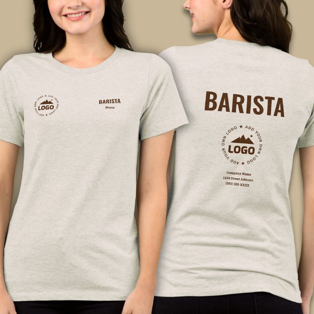 En Tri-matière Personalized Name Logo Barista Uniform T-Shirt (Créateur téléchargé)