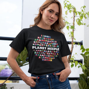 En Tri-matière Planète Meeple, T-shirt femme avec texte blanc