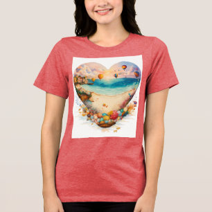 En Tri-matière Playful Beach Sandcastle Scène T-shirt Design