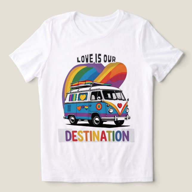 En Tri-matière Proud Camper - T-shirt Pride RV Arc-en-ciel (Design Recto)