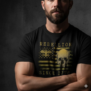 En Tri-matière Rebellion 1776 Drapeau Américain Crâne T-Shirt
