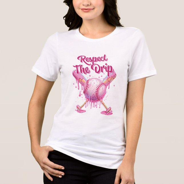 En Tri-matière Respecter le Drip Rose T-Shirt de Softball / Baseb (Recto)