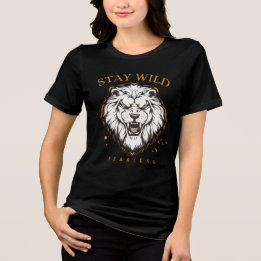 En Tri-matière Restez Sauvage T-Shirt Lion Fearless | Unisexe Est