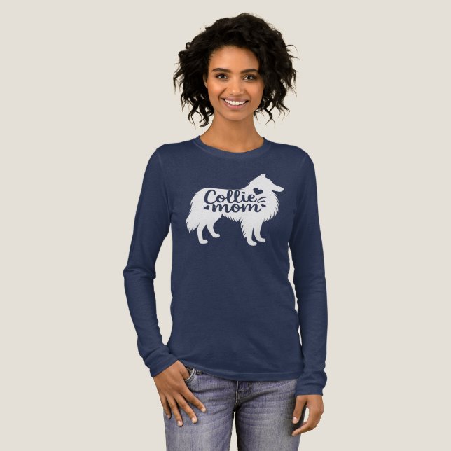 En Tri-matière Rough Collie Maman T-Shirt long manches (Recto complet)