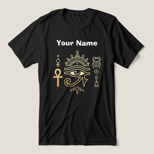 En Tri-matière Sacred Symbols of Egypt Ankh Eye of Horus T-Shirt (Design Recto)