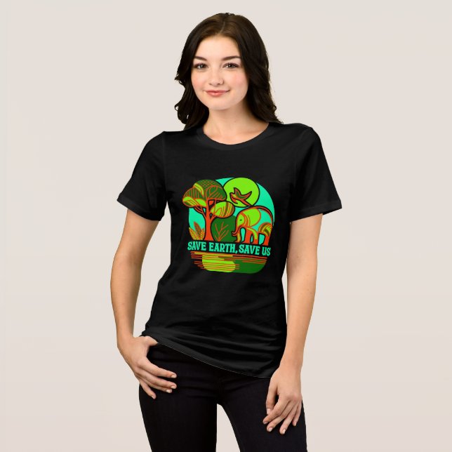 En Tri-matière Save Earth Save Us Elephant Earth Day T-Shirt (Recto plein)