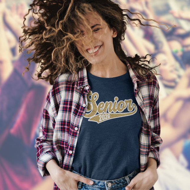 En Tri-matière Senior 2026 Gold with Blue Polka Dots Lion T-Shirt (Créateur téléchargé)