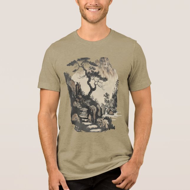 En Tri-matière Serene Japanese Landscape Unisex T-Shirt - Tranqui (Recto)