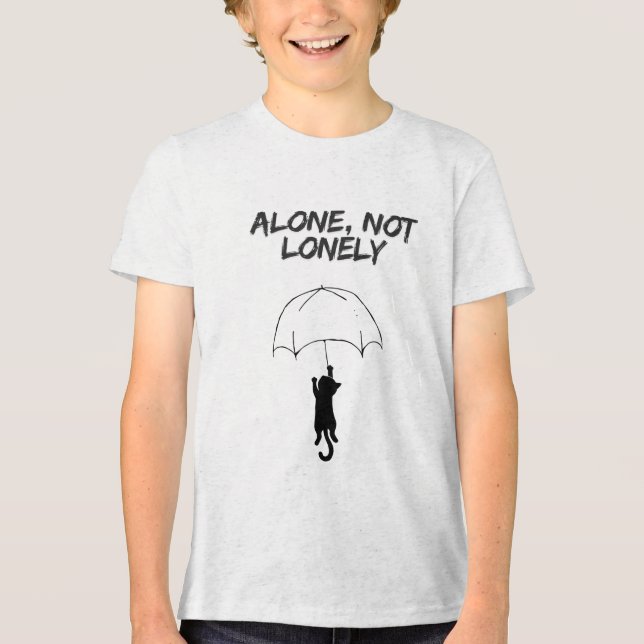 En Tri-matière Seul, pas solitaire – T-Shirt chat avec citation m (Recto)