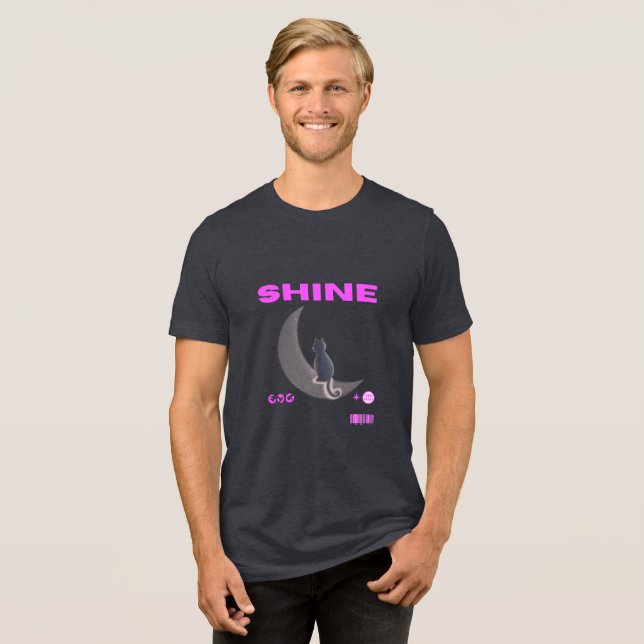 En Tri-matière Shine Cat sur la lune T-Shirt (Recto plein)