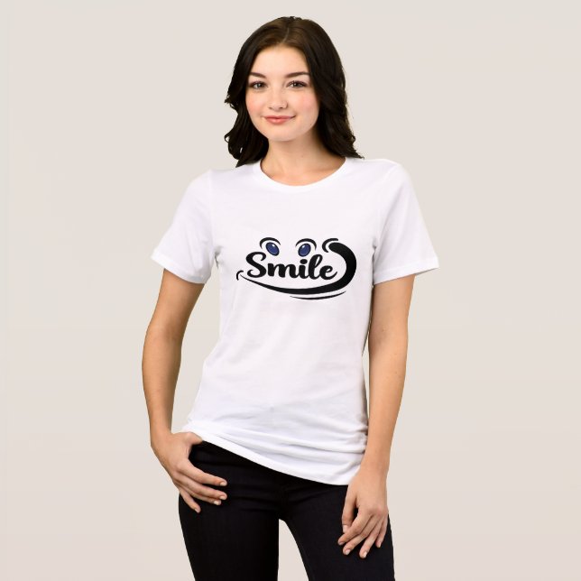 En Tri-matière Smile Cute Positive Graphic T-Shirt for Women (Recto plein)