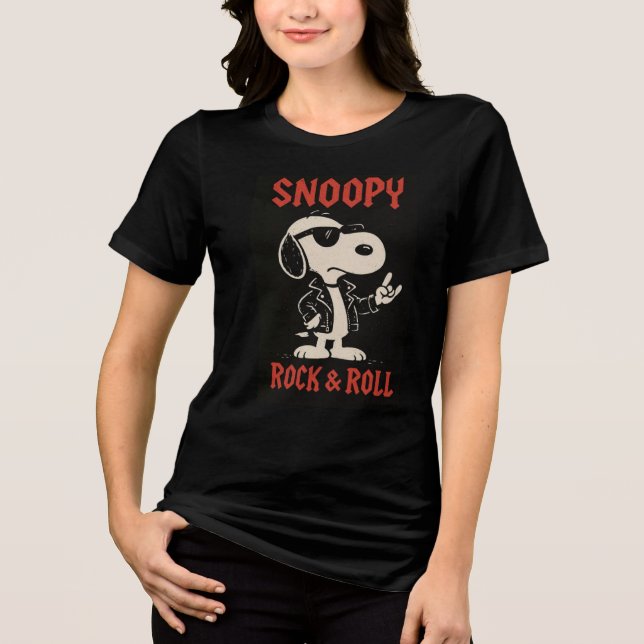 En Tri-matière Snoopy Rock and Roll T-Shirt | Beagle Cool  (Recto)