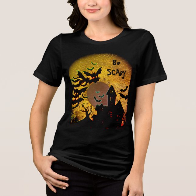 En Tri-matière Sois Effrayant T-shirt Maison Hantée (Recto)